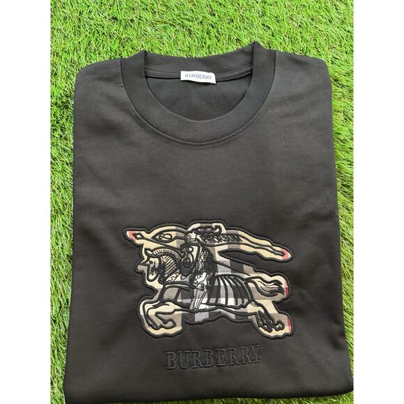 Burberry Equestrian Knight Logo Tshirt Black Men Large L Designer Streetwear Tee - Picture 7 of 8